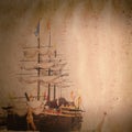 Old sail ship grunge paper texture Royalty Free Stock Photo