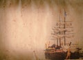 Old sail ship grunge paper texture Royalty Free Stock Photo