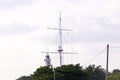 Old sail ship or mast restored to navigation Located in Penang, Malaysia. It\'s pole in middle of ship.