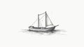 Engraved Line-work Boat Illustration: Rustic, Detailed, And Romantic