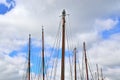 Old sailing boat mast and rope at the port of Kiel on a sunny day Royalty Free Stock Photo