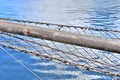 Old sailing boat mast and rope at the port of Kiel on a sunny day Royalty Free Stock Photo