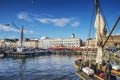 Old sailing boats in helsinki city harbor port finland Royalty Free Stock Photo