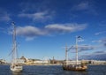 Old sailing boats in helsinki city harbor port finland Royalty Free Stock Photo