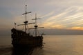 Old sailing ship at dusk Royalty Free Stock Photo