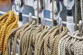 Old sailing ship rigging details. Royalty Free Stock Photo