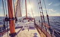 Old sailing ship at sunset Royalty Free Stock Photo