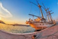 Old sailing ship in sunset light Royalty Free Stock Photo