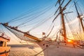 Old sailing ship in sunset light Royalty Free Stock Photo