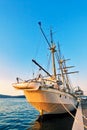 Old sailing ship in sunset light Royalty Free Stock Photo
