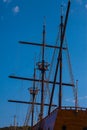 Old sailing vessel masts and gear Royalty Free Stock Photo