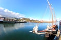 Old sailor mirroring in Kabelvoag in Lofoten Royalty Free Stock Photo