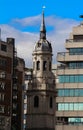 The old Saint Magnus the Martyr church surronded by modern building, London Royalty Free Stock Photo
