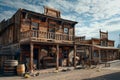 Old Saloon, Wild West Town Building, Cowboy Pub Exterior, Copy Space Royalty Free Stock Photo