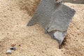 Old sand shovel dig sand. Royalty Free Stock Photo