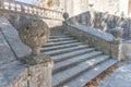 Old sandstone stairs in the park of Templar castle in Tomar