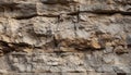 Old sandstone wall, rough and weathered, built with solid toughness generated by AI