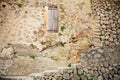 Old sandstone wall in the village Deia in Majorca Royalty Free Stock Photo