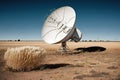 An old satellite dish and radio wave receiver, abandoned in the countryside. Ai generated Royalty Free Stock Photo