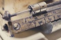 Old scale closeup - vintage scale macro Royalty Free Stock Photo