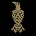 Old Scandinavian design. Stylized Raven in Celtic Scandinavian style