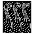 Old Scandinavian design. Viking ships Drakkars with dragon heads