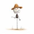 Playful Scarecrow In Cartoonish Style With Straw Hat