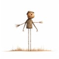 Whimsical Scarecrow Illustration On White Background