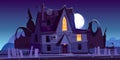 Old scary house with glow windows at night Royalty Free Stock Photo