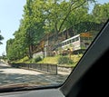 Old school bus covered in graffiti in Eureka Springs, Arkansas Royalty Free Stock Photo