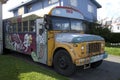 Old school bus graffiti Royalty Free Stock Photo