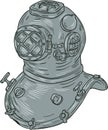 Old School Diving Helmet Drawing Royalty Free Stock Photo