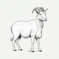 Old School Goat: A Contoured Shading Line Drawing In Jean-leon Gerome Style