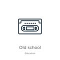 Old school icon. Thin linear old school outline icon isolated on white background from education collection. Line vector old Royalty Free Stock Photo