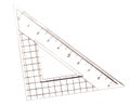 Old school maths equipment. Set square triangle used in engineering and technical drawing. Plastic. Isolated on white. Royalty Free Stock Photo