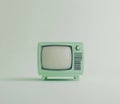 Old-school Mint Green TV electronics and television hardware. Royalty Free Stock Photo
