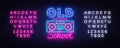 Old School neon sign vector. Retro Music Design template neon sign, Retro Style 80-90s, celebration light banner, tape