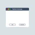 Old School Operating System Message Template. Classic Computer User Interface Element with OK and Cancel Buttons.