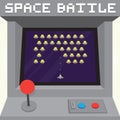 Old school pixel art style ufo arcade machine game cabinet vector Royalty Free Stock Photo