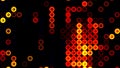 Old school pixels animation flickering on black background. Motion. Colorful running circle snakes, design of retro game