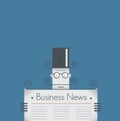 Retro businessman reading business news