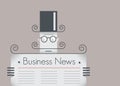Retro businessman reading business news