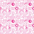 Old school seamless pattern in rockabilly style. Royalty Free Stock Photo