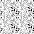 Old school seamless pattern in rockabilly style.