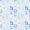 Old school seamless pattern in rockabilly style.