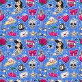 Old school seamless pattern in rockabilly style.