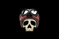 Old School skull biker head with helmet motorcycle