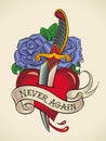 Old-school tattoo - Dagger through Heart Royalty Free Stock Photo