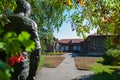 Old school where studied Vasily Shukshin in Srostki village. Altaiskiy Krai. Western Siberia. Russia Royalty Free Stock Photo