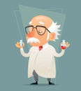 Old Scientist with Test-tube Icon Retro Cartoon Design Mobile game Vector Illustration Royalty Free Stock Photo